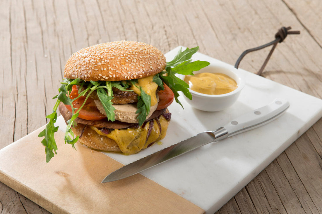 Vegansk burger med Faux Gras
